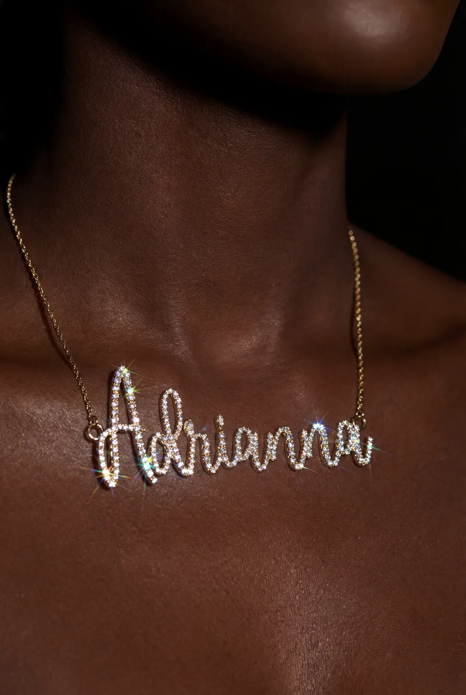 Diamond name pendant worn