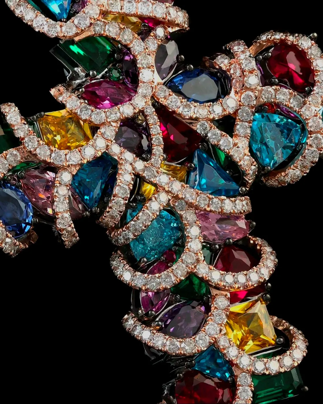 Multicolor stone cluster pendant
