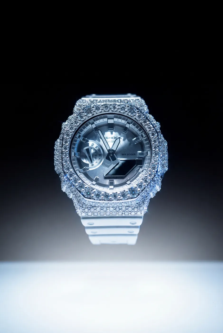 ICE BERG G-SHOCK SILVER BAND WITH DIAMONDS view 1