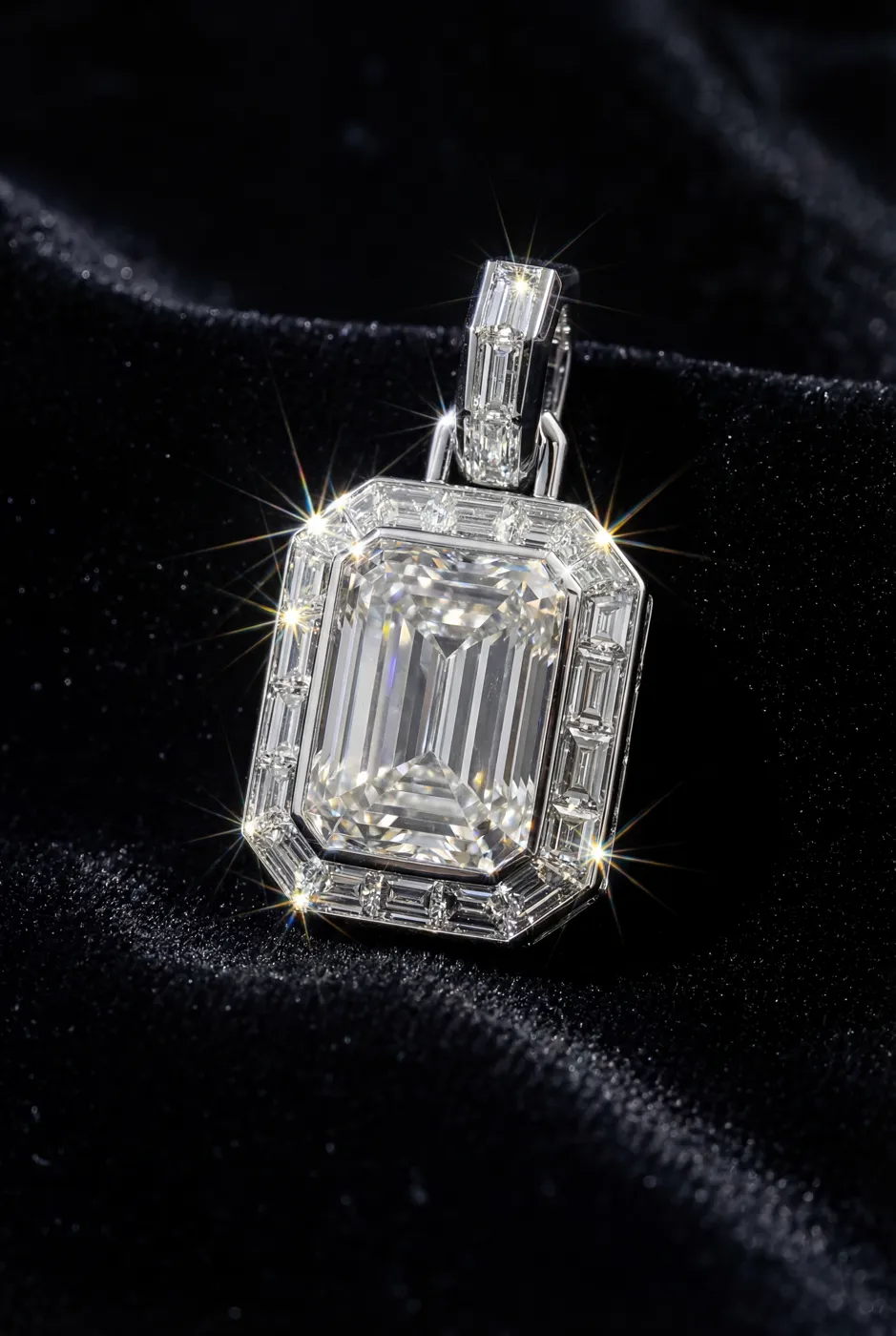 High-End Chandeliers Diamond Pendant | Emerald-Cut Statement Piece view 1