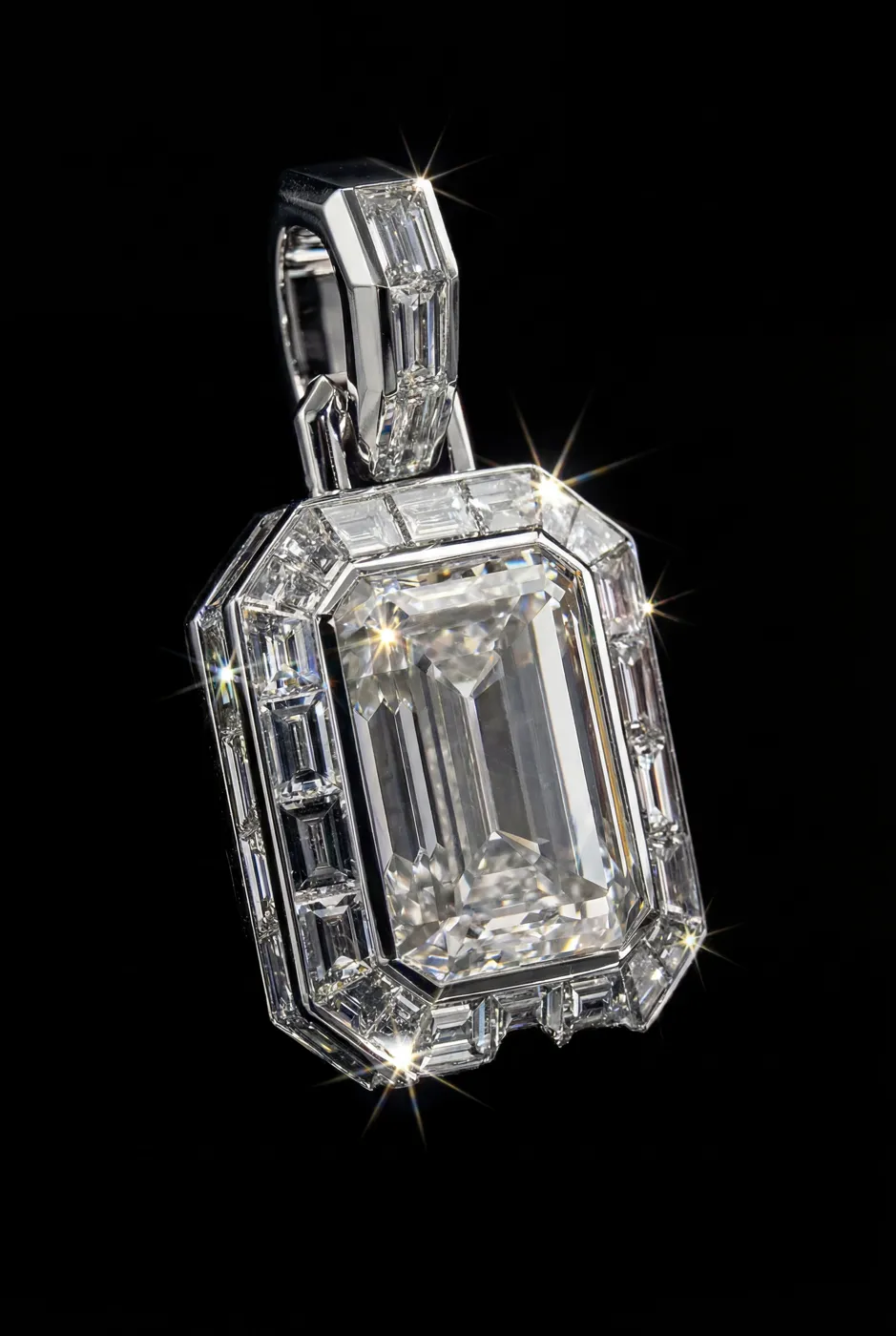 High-End Chandeliers Diamond Pendant | Emerald-Cut Statement Piece view 2