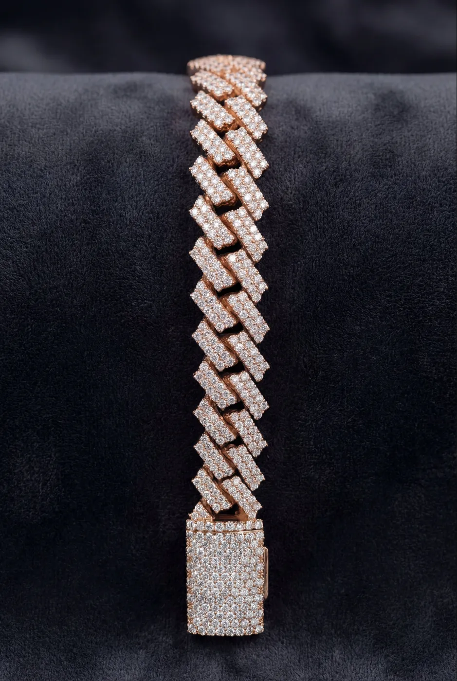 Natural Diamond 12mm Cuban Link Bracelet – High-End Solid Gold Piece view 1