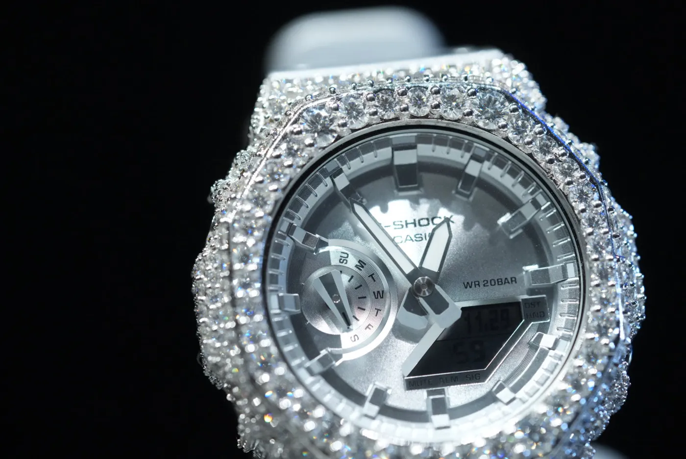 ICE BERG G-SHOCK SILVER BAND WITH DIAMONDS view 2